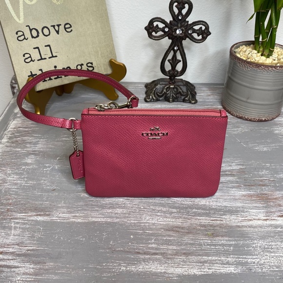 Coach Mauve pink zipper wristlet change purse wrist strap - Picture 7 of 8
